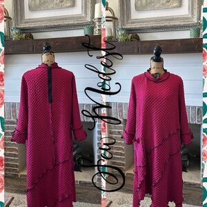 🩷Elegant magenta Textured Women's long tunic/dress🩷